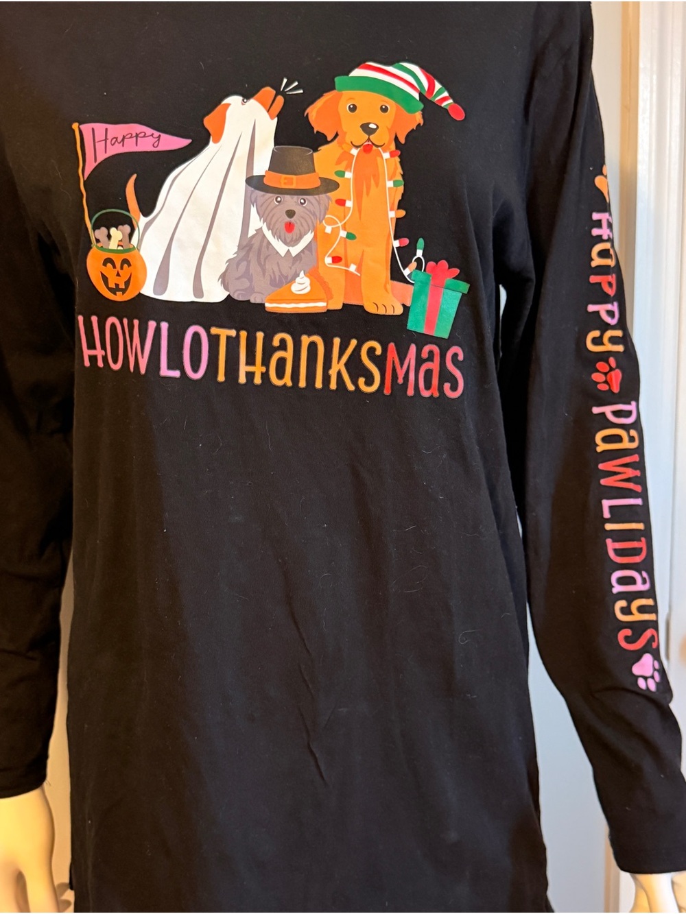 Happy Pawlidays! Women’s Halloween, Thanksgiving and Christmas Holiday Tshirt!!
